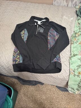 Victoria's Secret PINK Black top with White Branded Trim